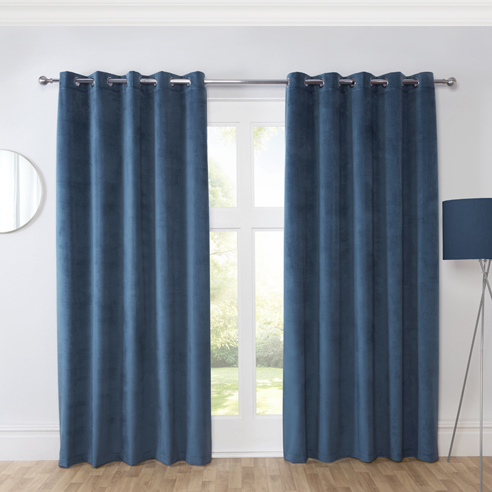 Casa (Blackout) Eyelet, Blue - Ready Made Curtains - Image 3